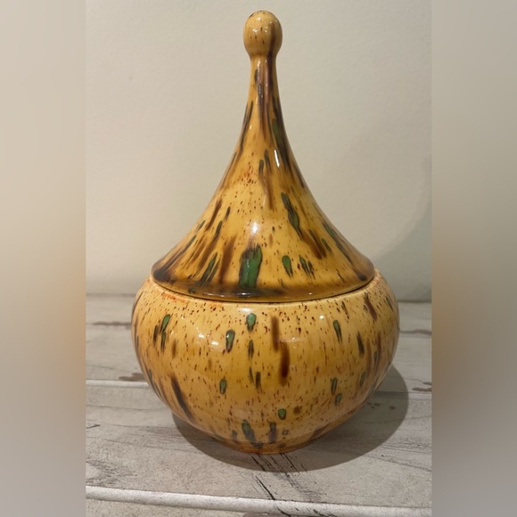 Vintage Splatterware Circus Tent Style Ceramic Candy Jar - Picture 2 of 7